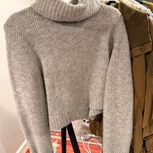 & Other Stories Light Gray Cowl Neck Sweater Cropped